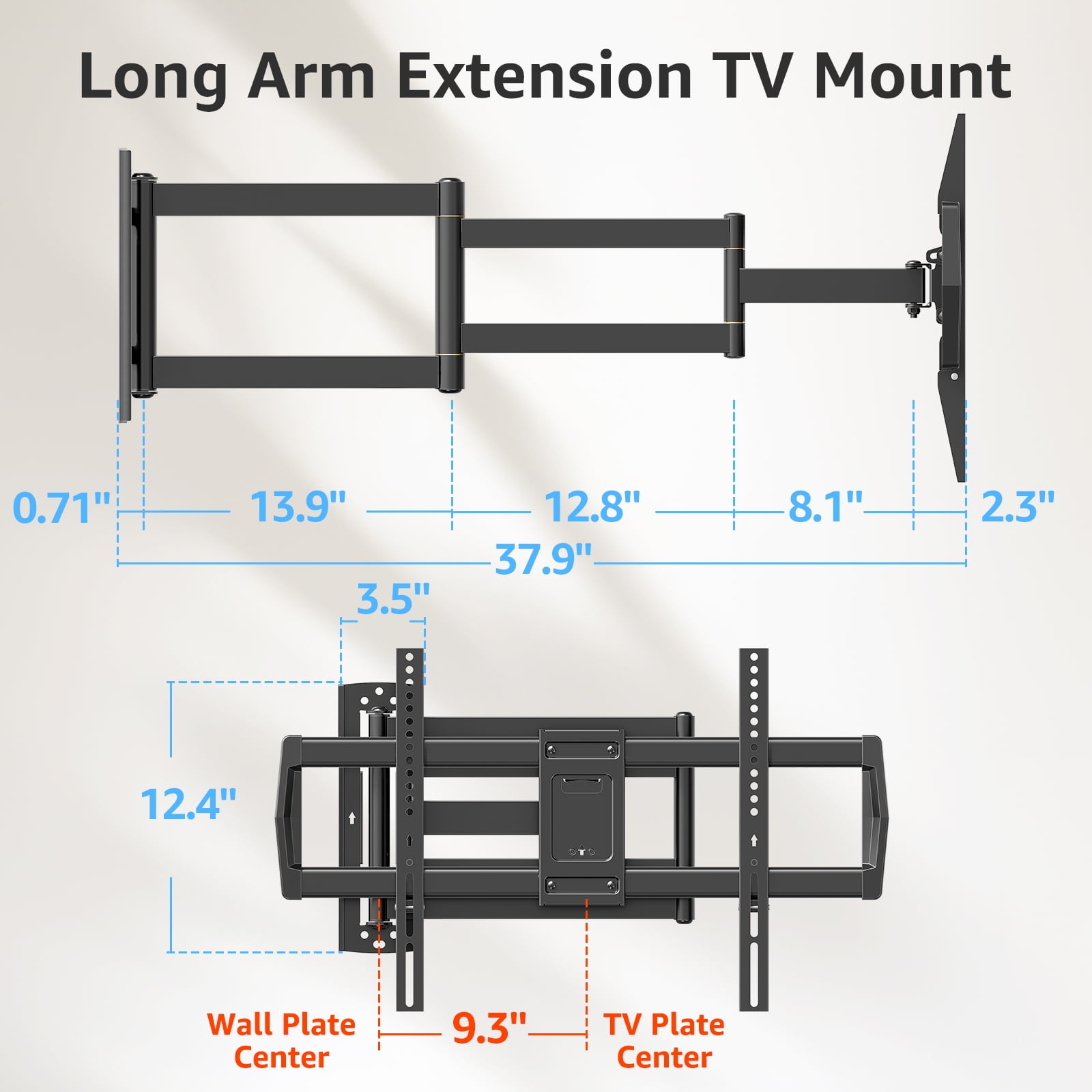 HOMOUNT Full Motion Long Arm TV Wall Mount for 42"-75" TVs, Corner TV Mount with 37.9" Extension Arm, TV Bracket with Articulating Swivel Tilt Single Stud, Max 600x400mm, Up to 99 lbs