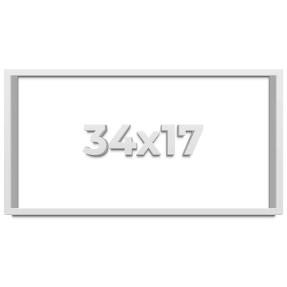 34x17 Shadow Box Frame White | 2 Inches Deep Real Wood Contemporary Shadowbox Display Frame | UV