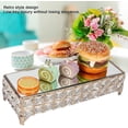 thumbnail image 3 of Cake Stand, Wrought Iron Rectangular Cake Stand Holder Fruit Dessert Tray For Home Wedding Party Supplies, 3 of 5