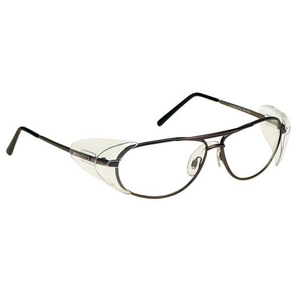 Glass Safety Glasses in Aviator Metal Frame with Removable Side Shields