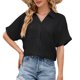 thumbnail image 1 of Fiudx Tops para Mujer Camisa de Mujer Informal de Manga Corta con Hebilla y Bolsillo con Cuello En V y Manga Corta, 1 of 4