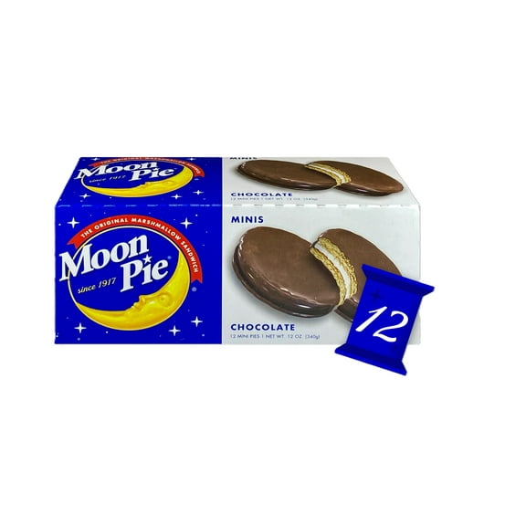 MoonPie Mini Chocolate MoonPies, 12 oz, 12 Count – A Delicious Stuffed Snack Cake with Chocolate Flavor and Marshmallow Filling