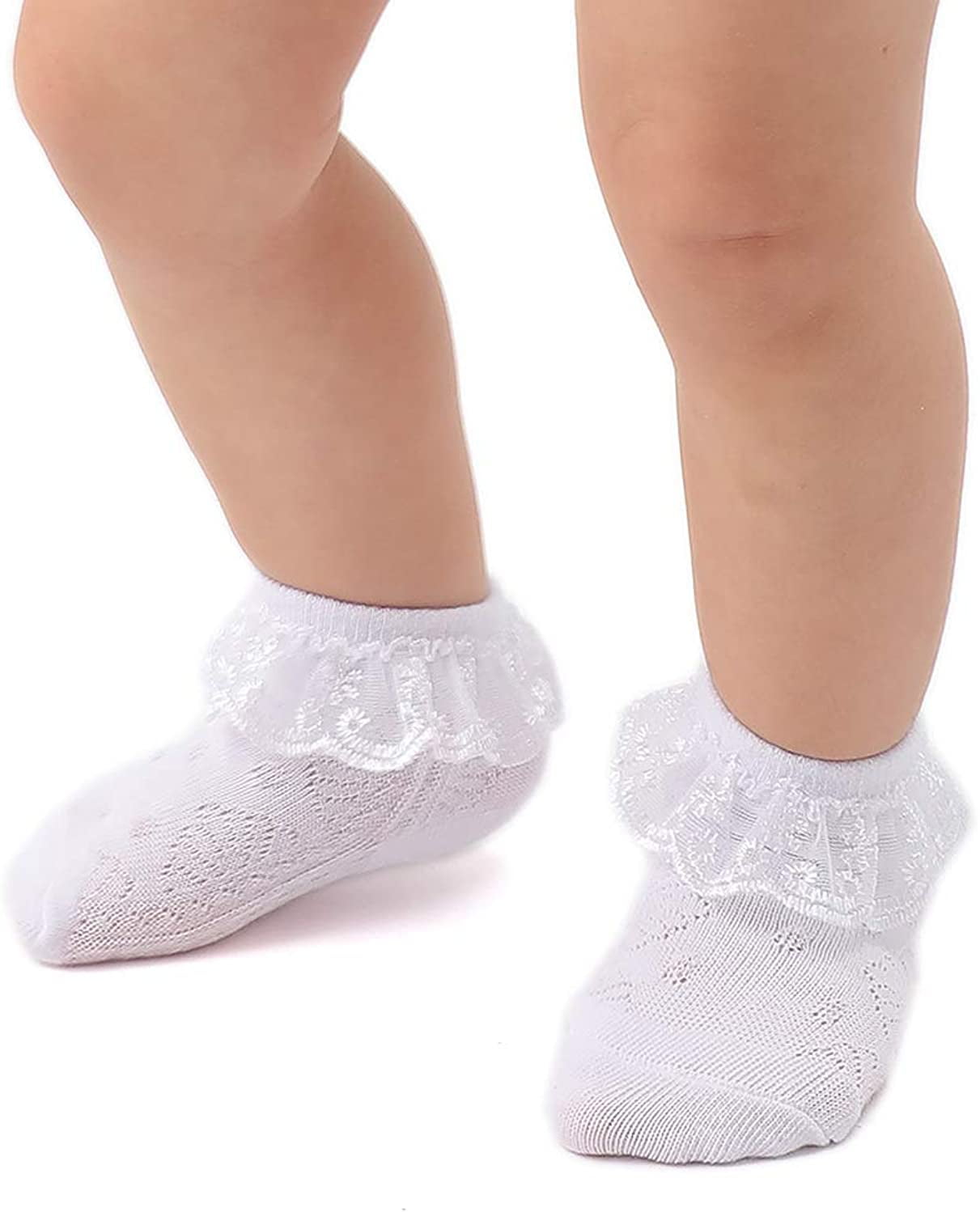 Baby-Girls Eyelet Frilly Lace Socks,Newborn/Infant/Toddler/Little Girls 