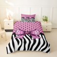 thumbnail image 2 of spefrowx Pink Polka Dot Bow Twin Duvet Cover for Kids, Chic Zebra Wildlife Print Twin Bedding, Pink Reversible, 2 Pieces, 1 Duvet Cover and 1 Pillowcase, 2 of 6