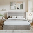 thumbnail image 3 of Amolife Queen Size Bed Frame, Lift Up Storage Platform Bed with Fabric Upholstered Panel Wingback Headboard, Beige, 3 of 13