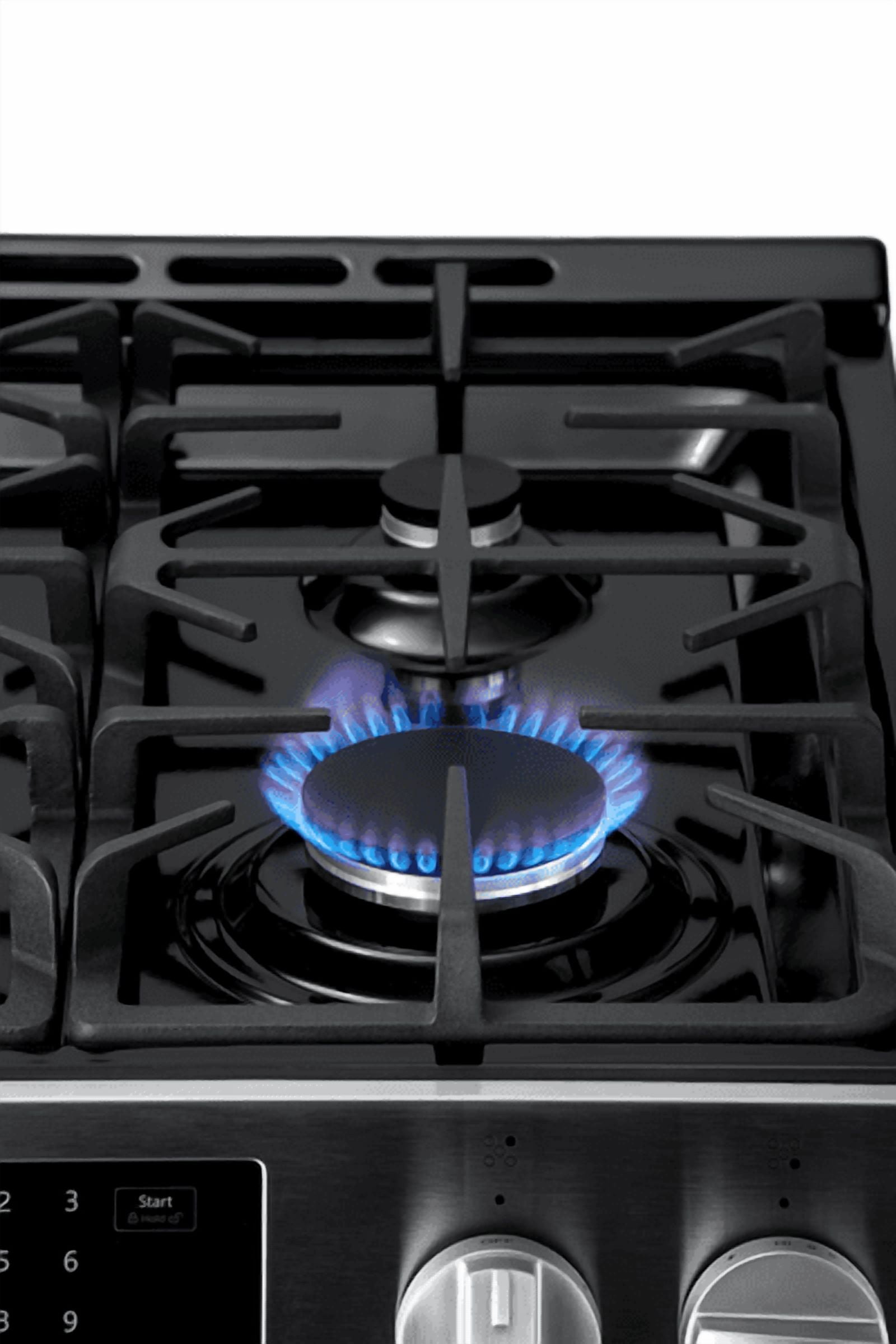 Kenmore 5.6 cu. ft. Front-Control 5 Burner Convection Gas Range with Oven, Storage Drawer, Large Window, Dishwasher Safe Cast Iron Grates