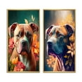 thumbnail image 2 of Designart "Pitbull Blossom Portrait I" Dog Pitbull Framed Wall Art Set Of 2 - Multicolor Animals Gallery Wall Frame Set For Home Decor, 2 of 6