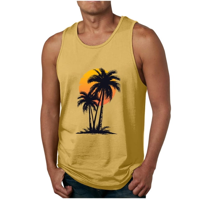 Camisetas de Tanque de los Hombres Tanque de los Hombres Incolor Gradiente de Impresión Cuello Redondo Correa Delgada Fuga Atrás Regular Casual Deportes Blusas de Tanque