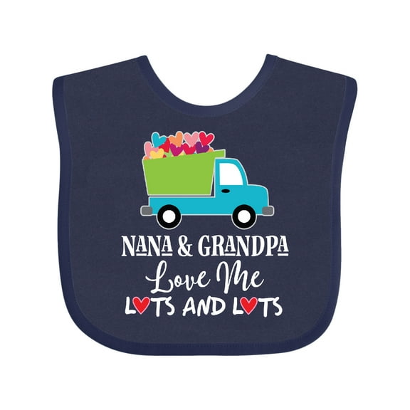 Inktastic Nana and Grandpa Love Me Valentine Truck Boys Baby Bib