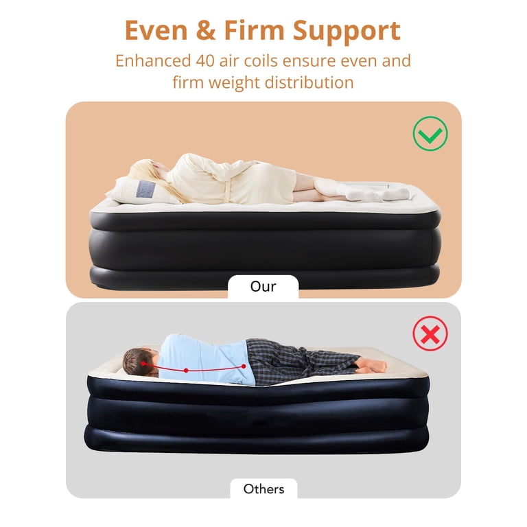 Simpli Comfy 18" Queen Air Mattress With Built-In Pump - Adjustable Firmness, Self-Inflating For Guests & Camping