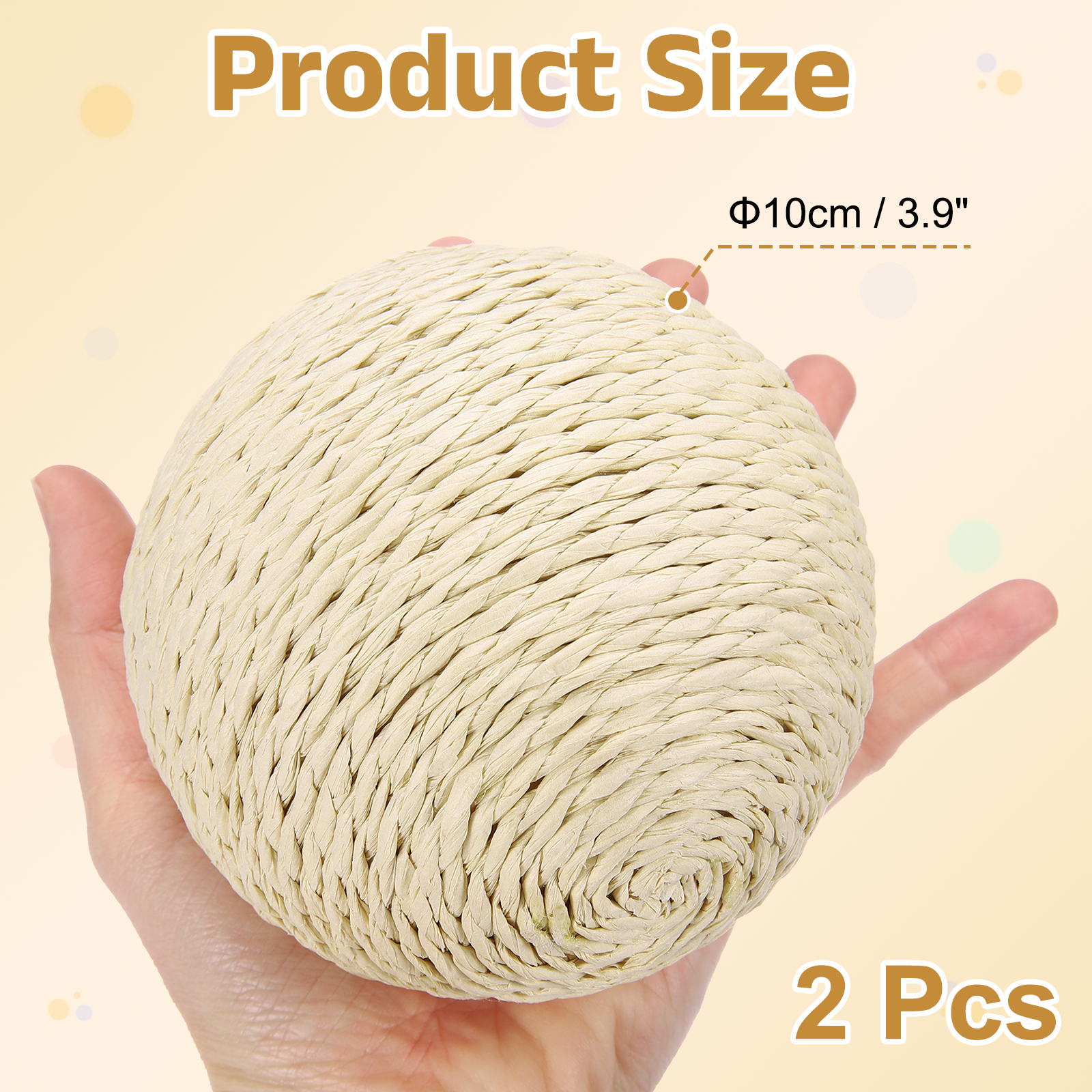 Uxcell Cat Toy Ball, Interactive Natural Cat Scratching Balls Sisal Cat Ball Toy ( Sisal, 2Pcs, 3.9Inch, Beige ) for Kittens Pet Enrichment Training Play Indoor Exercise Fun