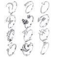 thumbnail image 1 of Anneaux ouverts Mode Réglable - 12pcs Novelty Boho Boho Anneaux de doigts, 1 of 10