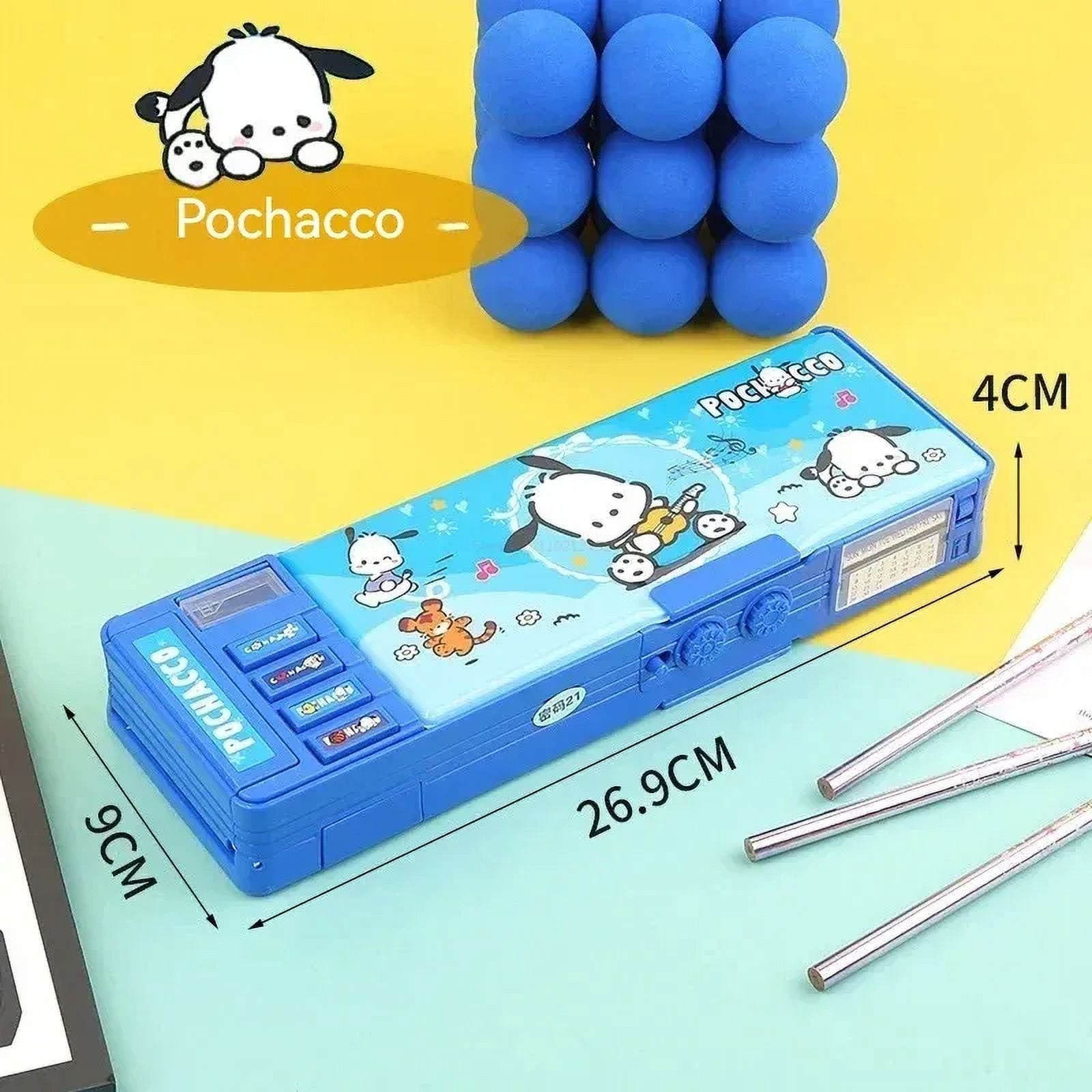 New Sanrio Stationery Box Kuromi Melody Stationery Box Password Lock Multi Functional Large Capacity Pencil Box Gift
