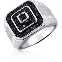 JewelersClub Black Diamond Rings for Men – 1.00 CTW Genuine Black Diamond Ring for Men – Hypoallergenic 0.925 Sterling Silver Ring Men – Diamond Mens Rings Statement Ring – Luxurious Gifts for Him