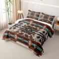 thumbnail image 3 of Erosebridal Western Abstract Aztec Twin Quilt Set for Women Men, Tribal Brown Cowhide Print Twin Coverlet Set, 2-Piece, 3 of 7