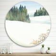 thumbnail image 2 of Designart 'Pine Forest In Snowy Winter Mountains' Traditional Circle Metal Wall Art 36x36 - Disc of 36, 2 of 5