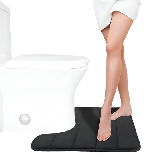 RLESO Memory Foam Toilet Bath Mat U-Shaped,Commode Contour Rug,Soft and Comfortable,Super Water Absorption,Non-Slip,Thick,Machine Wash and Easier to Dry for Bathroom Toilet Mat