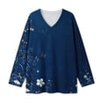 thumbnail image 6 of CHGBMOK Women's Plus Size Floral Print Pullover Long Sleeve V Neck Tops Casual Loose Fit T Shirts, 6 of 6