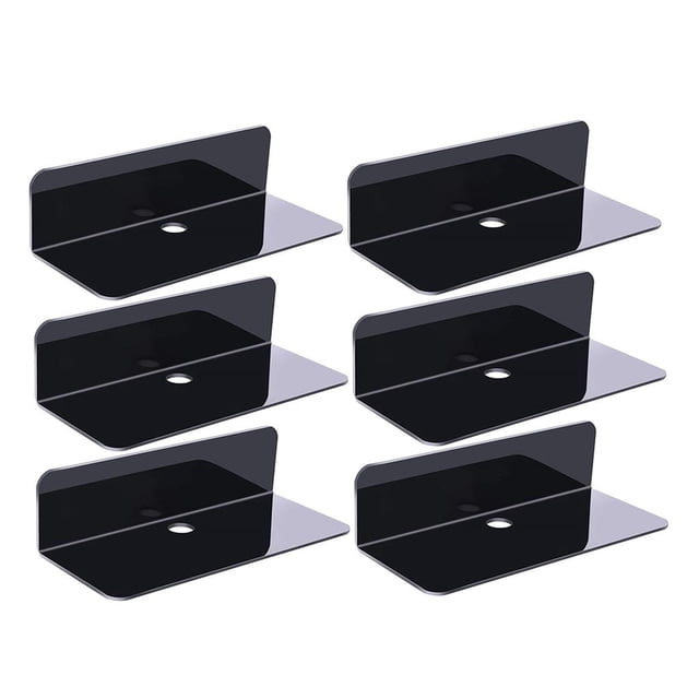 Estante De Pared Flotante De Acrílico Sin Daos Para Video Con Altavoz Inteligente 6 Piezas Negro SM SunniMix Estantes de pared flotante de acrílico