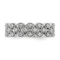 thumbnail image 3 of 14K White Gold Ring Band Eternity Diamond Round Polished 1 2 CT 3 Row Vintage Pave , Size 8, 3 of 5