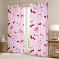 thumbnail image 2 of Homewish Kawaii Pink Bowknot Black Out Curtains, Cartoon Cherry Fruit Curtains Pack of 2 (42x63 Each), Cute Princess Style Bedroom Curtains, Black Out Curtains Room Decor, 2 of 6