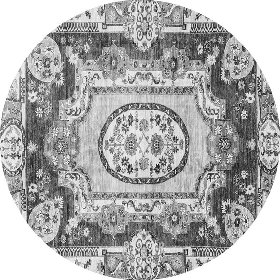 Ahgly Company Indoor Round Abstract Gray Modern Area Rugs, 4' Round