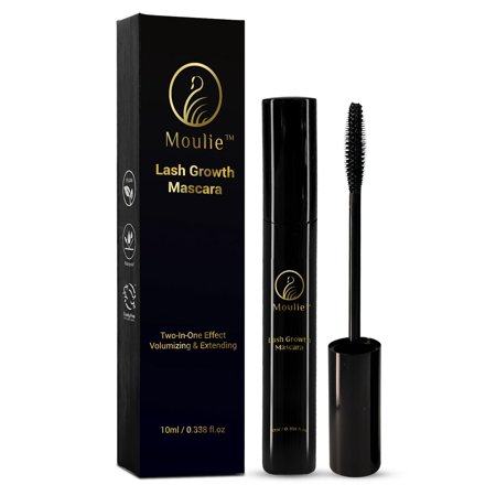 Moulie Lash Growth Mascara, Organic Mascara Lash Enhancer, Two-In-One Effect, For Voluminizing & Extending, Waterproof, Vegan, Cruelty-Free, (10ml/0.3338fl.oz) C9