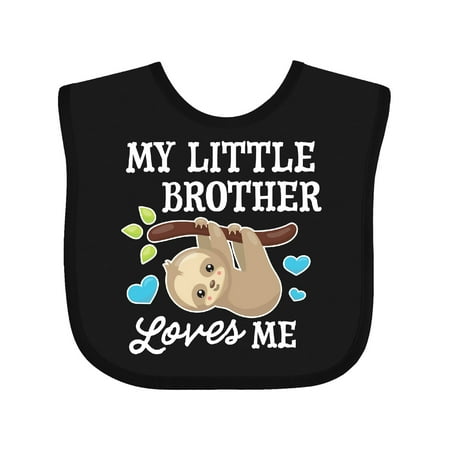 

Inktastic My Little Brother Loves Me with Sloth and Hearts Gift Baby Boy or Baby Girl Bib