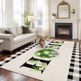 thumbnail image 2 of Large Area Rugs for Living Room Bedroom, Rustic Home 5'x8' Rug Washable Carpet Runner Indoor Outdoor, Eucalyptus Leaves Floral Beige Buffalo Plaid Non Slip Floor Mats Rug for Kitchen, Bathroom, 2 of 8