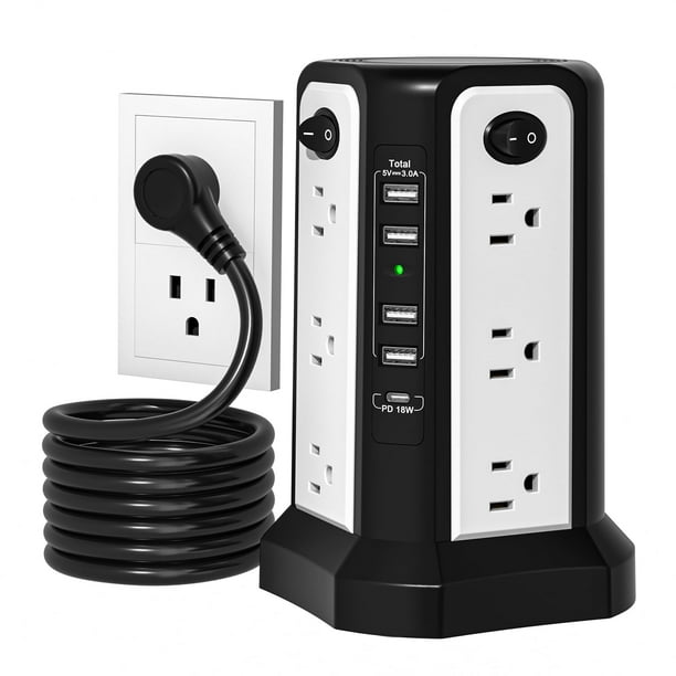 Protector contra sobretensiones Power Strip Tower PASSUS con USB-C PD18W