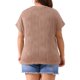 thumbnail image 3 of Blusas casuales de punto sólido de cuello redondo y manga corta para mujeres de tallas grandes Agnes Orinda 2X marrón, 3 of 6