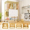 thumbnail image 4 of P4 Plus Rolling Clothes Rack Heavy Duty,Rolling Clothes Rack, Clothing Racks for Hanging Clothes , Free Standing Portable Closet Racks ,Gold, 4 of 10