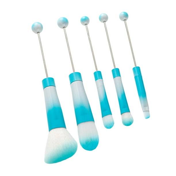 5 brochas de maquillaje con cuentas, brocha para lápiz labial, brocha multiusos para cejas, brocha correctora para actividades en el hogar de las muje Azul
