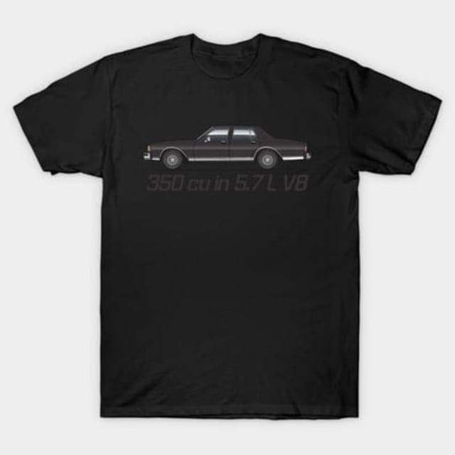 350 Black Small Block Engine Muscle Car Performance Art Top Unisex T-Shirt, sizes up to 3XL