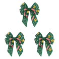 thumbnail image 2 of Festive Multi Loop Ribbon Bow Pendant With Holiday Print Polyester Ornament For Tree Garland Box And Winter Festival Decoration, 2 of 5