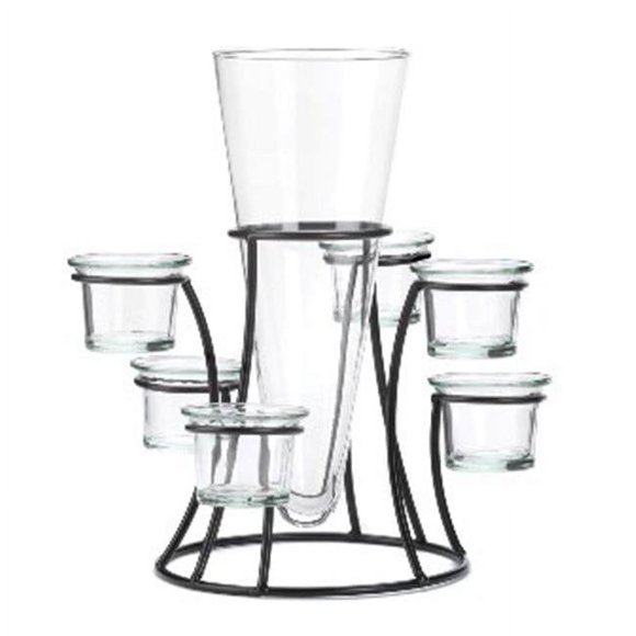 Zingz & Thingz 57071005 Iron Candle Stand with Glass Vase