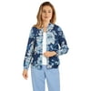 Alfred Dunner Womens Plus-Size Comfort Floral Print Lightweight Knit Zip Jacket