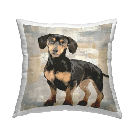Stupell Industries Dachshund Dog Portrait Patchwork Contemporary Beige,18 x 7 x 18 Decorative Pillows