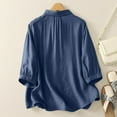 thumbnail image 5 of Yuanlook Women's Casual Shirts,3/4 Lenght Sleeve Collared Neck Button Down Blouse Business Work Tops Dressy Tees - Dark Blue - L, 5 of 8