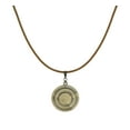 thumbnail image 2 of Boho Vintage Style Round Antique Gold Pendant with Tan Leather Cord Necklace – 16 inch, 2 of 4