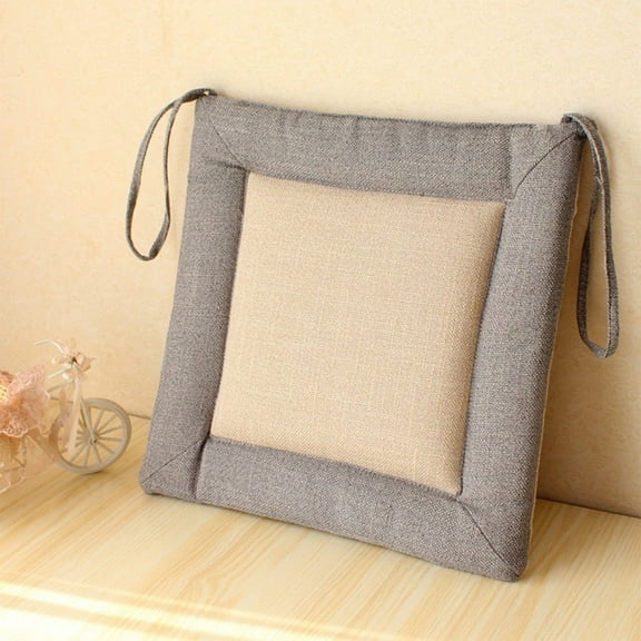 HOARBOEG Chair Cushions for Dining Chairs, Indoor Kitchen Seat Cushion Washable Linen Seat Pad with Ties, Square Dining Chair Pads, 15.74*15.74in