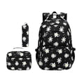 thumbnail image 3 of Mochila ligera con estampado de margaritas para escuela primaria, ideal para adolescentes. Negro, 3 of 9