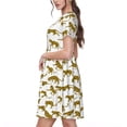 thumbnail image 2 of Goofa Leopard Print Pattern Women Summer Short Sleeve Midi Dress with Pockets Casual Aline Flowy Tshirt Dress Vocation Beach Sundress, 2 of 6