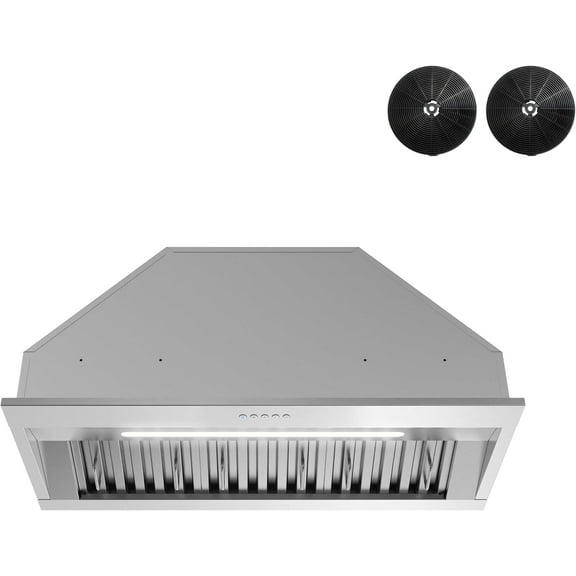 Streamline 34 in. Novara Ductless 350 CFM Range Hood in Brushed Stainless Steel with Baffle Filters, Electronic Button Control, LED Light