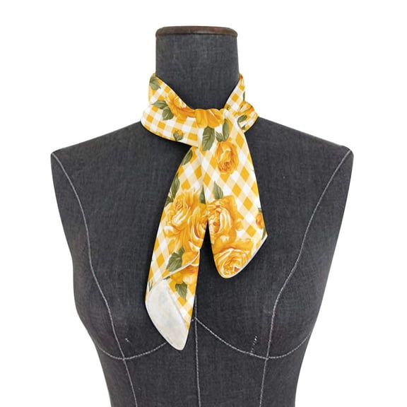 Square Scarf 24x24 Inch Elegant and Beautiful Yellow Roses Silky Satin Sun Protection Neck Scarf for Women Multi-Purpose Head Wrap Bandana for Hair Bag Decoration