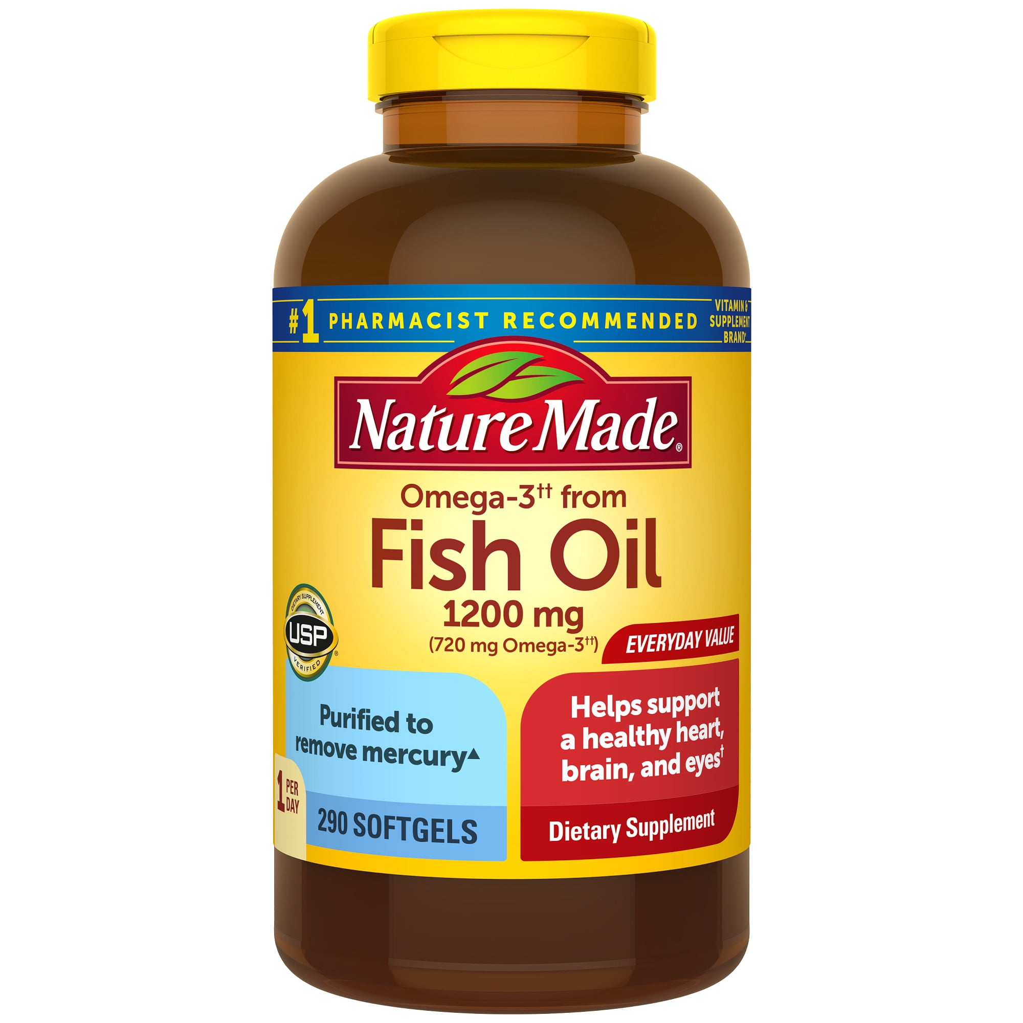 Nature Made Fish Oil 1200 mg, Heart Health, One per Day, 290 Count