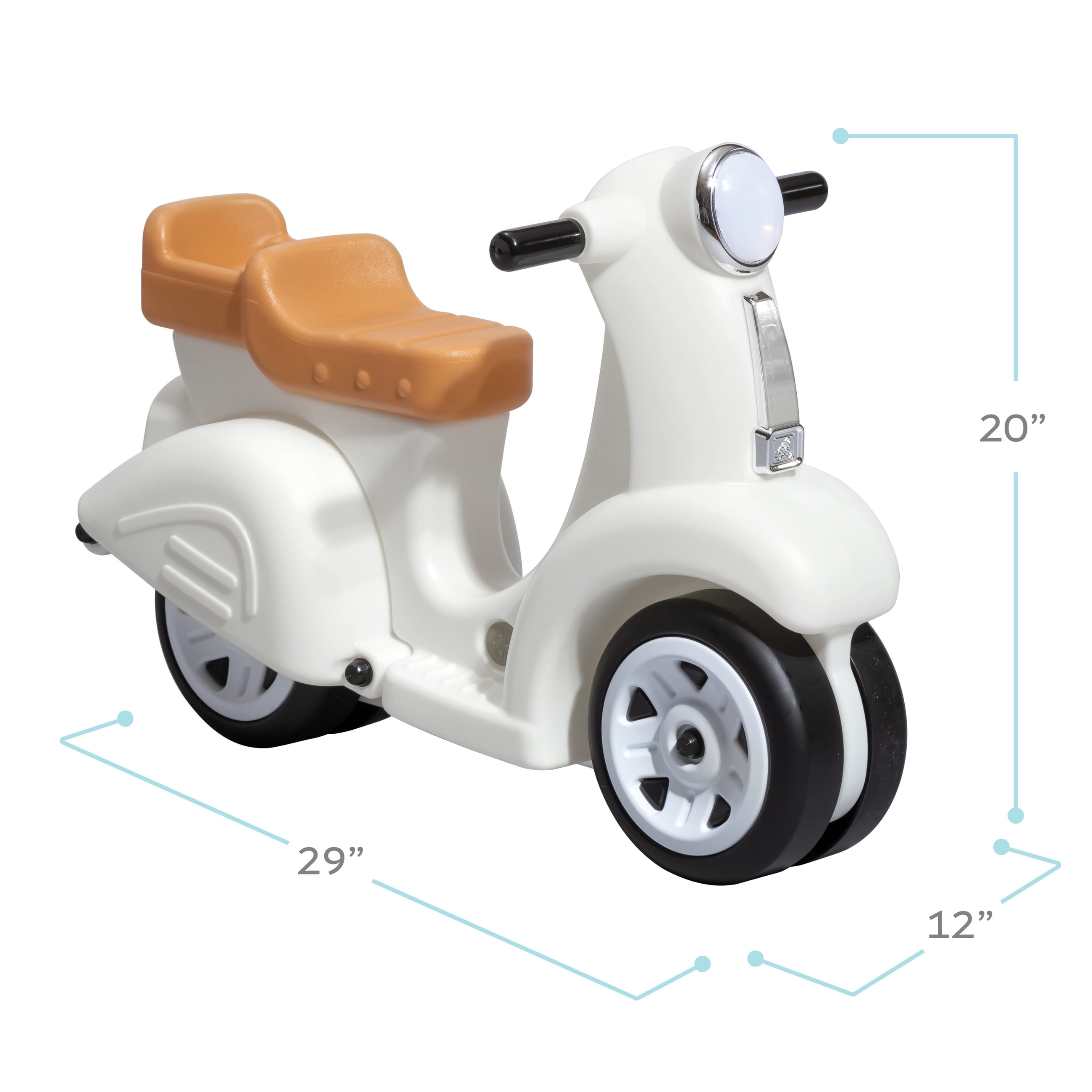 Step2 Ride Along White Scooter Plastic Toddler Foot-to-Floor Riding Toy for Ages 18M-4Y