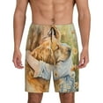 thumbnail image 1 of Fotbe Girl Hugging Dog Flowers Pantalones Cortos de Pijama para Hombre, Ropa de Dormir, Pantalones de Pijama Cortos para Hombre-4X-Large, 1 of 6