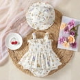 thumbnail image 2 of MEZZALL Baby Girls Summer Outfits Cute Floral Sleeveless Bodysuit One-Pieces O-Neck Onesie Sun Hat Romper Casual Clothes For Toddler Dailywear Birthday / 9-12 Months, 2 of 9