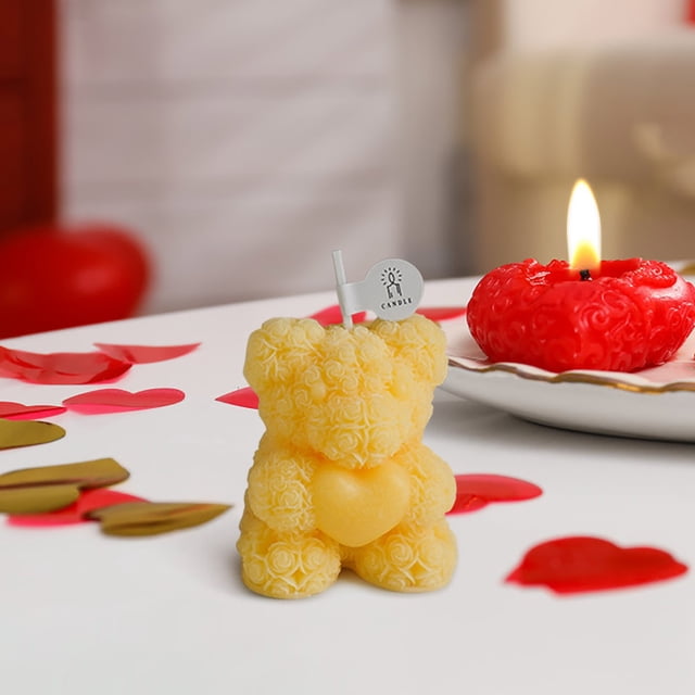 Vela aromática Rose Bear - Regalo decorativo floral con cera de soja duradera para casa, San Valentín y cumpleaños